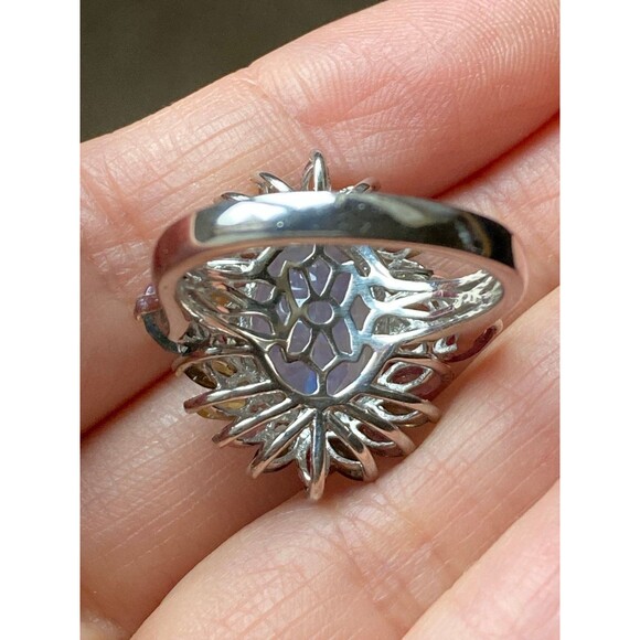 Stunning 925 sterling silver genuine rainbow moonstone tourmaline ring size 7 - Picture 2 of 8